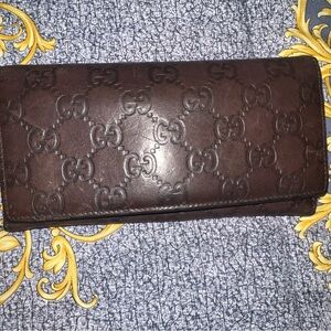 Gucci Brown Embossed GG Leather Continental Wallet vintage SOLD SOLD SOLD ✅✅✅✅✅
